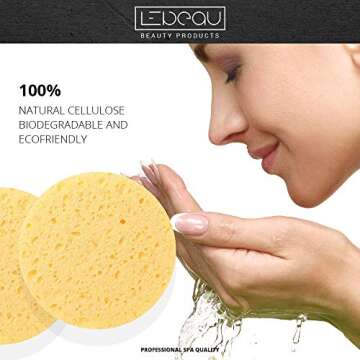LeBeau Compressed Facial Sponges - 50 Counts for Deep Facial Cleansing and Exfoliation
