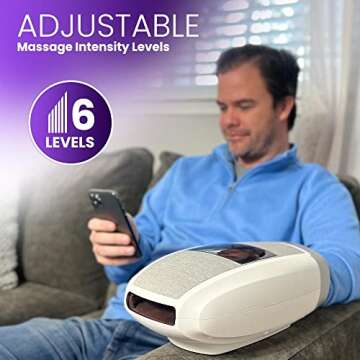 ELEETE H-10 Kneading Hand Massager for Arthritis and Carpal Tunnel, Finger Numbness, and Joint Pain Relief, 6 Levels of Intensity, Soothing Heat and Compression Shiatsu Pressure Point Massage Therapy