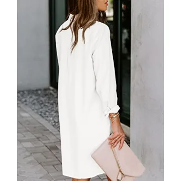Aoudery Women's Cotton Button Down Shirt Dress with Pockets