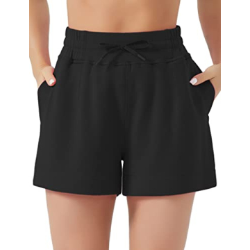 THE GYM PEOPLE Women's High Waisted Sweat Shorts with Pockets - Summer Workout & Lounge