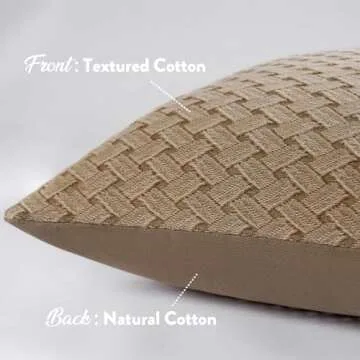 FIOUOVO 18x18 Pillow Covers 100% Cotton Brown Pillow Covers Decorative Neutral Pillow Covers Couch Pillows for Living Room Set of 1, Oatmeal Brown