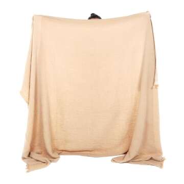 Cacala Muslin Throw Blanket – Muslin Blankets for Adults – Natural Cotton Throw Blankets for Bed and Sofa – Soft and Lightweight 4 Layers – All-Season Boho Throw (78" x 95", Beige)