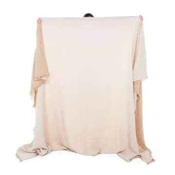 Cacala Muslin Throw Blanket – Muslin Blankets for Adults – Natural Cotton Throw Blankets for Bed and Sofa – Soft and Lightweight 4 Layers – All-Season Boho Throw (78" x 95", Beige)