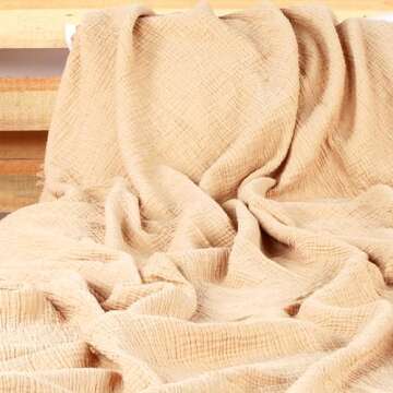 Cacala Muslin Throw Blanket – Muslin Blankets for Adults – Natural Cotton Throw Blankets for Bed and Sofa – Soft and Lightweight 4 Layers – All-Season Boho Throw (78" x 95", Beige)