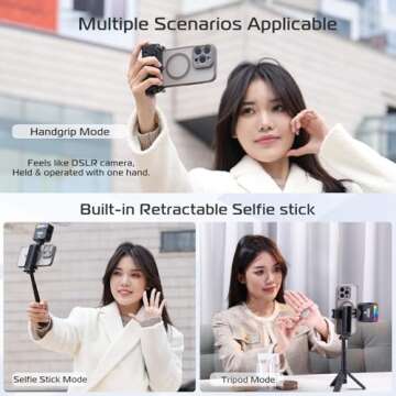 ULANZI JJ02 Selfie Stick Tripod – Compact 3-in-1 Phone Grip with Wireless Remote