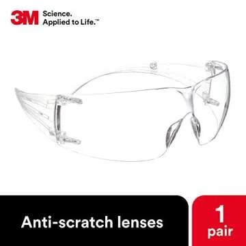 3M Safety Glasses, SecureFit, 1 Pair, ANSI Z87, Anti-Scratch, Clear Lens, Clear Frame, Secure Comfortable Fit