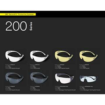 3M Safety Glasses, SecureFit, 1 Pair, ANSI Z87, Anti-Scratch, Clear Lens, Clear Frame, Secure Comfortable Fit