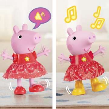Peppa Pig Peppa’s Muddy Puddles Party Singing and Dancing Doll, Interactive Electronic Preschool Toys for Girls and Boys, Ages 3+