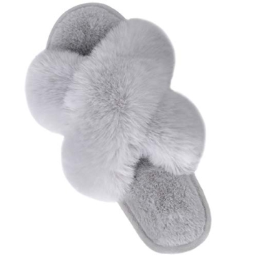 Parlovable Cross Band Slippers Cozy Fluffy Comfort