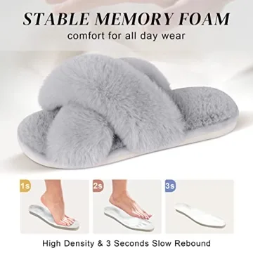 Parlovable Cross Band Slippers Cozy Fluffy Comfort