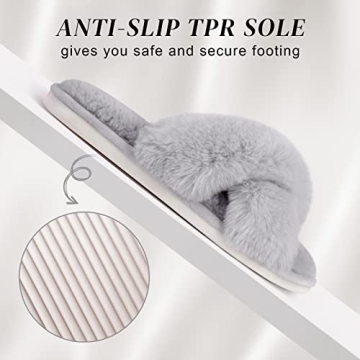 Parlovable Cross Band Slippers Cozy Fluffy Comfort