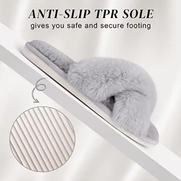 Parlovable Cross Band Slippers Cozy Fluffy Comfort