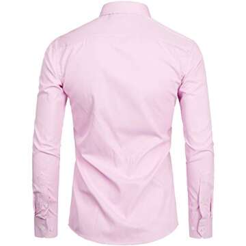 ZEROYAA Men's Long Sleeve Dress Shirt Solid Slim Fit Casual Business Formal Button Up Shirts with Po...