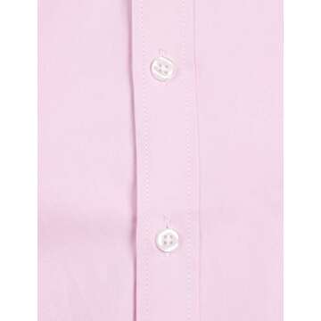 ZEROYAA Men's Long Sleeve Dress Shirt Solid Slim Fit Casual Business Formal Button Up Shirts with Pocket ZSSCL01 Pink X-Large