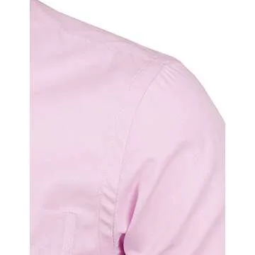 ZEROYAA Men's Long Sleeve Dress Shirt Solid Slim Fit Casual Business Formal Button Up Shirts with Pocket ZSSCL01 Pink X-Large