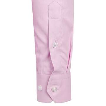 ZEROYAA Men's Long Sleeve Dress Shirt Solid Slim Fit Casual Business Formal Button Up Shirts with Pocket ZSSCL01 Pink X-Large
