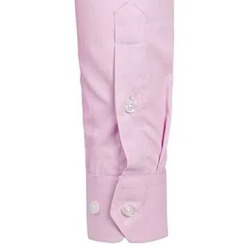 ZEROYAA Men's Long Sleeve Dress Shirt Solid Slim Fit Casual Business Formal Button Up Shirts with Pocket ZSSCL01 Pink X-Large
