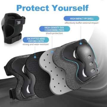 Kids/Youth/Adult Knee Pads Elbow Pads with Wrist Guards Set for Sports