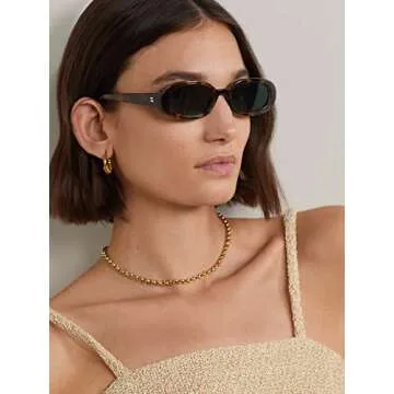 AIEYEZO Retro Oval Sunglasses for Women Fashion Small Oval Frame Sun Glasses 90s Vintage Style Shades (Leopard/Green)