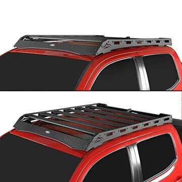 Hooke Road Tacoma Double Cab Top Roof Rack Cargo Carrier for 2005-2023 Toyota Tacoma 2nd 3rd Gen Tru...
