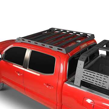 Hooke Road Tacoma Double Cab Top Roof Rack Cargo Carrier for 2005-2023 Toyota Tacoma 2nd 3rd Gen Truck (Double Cab Only)