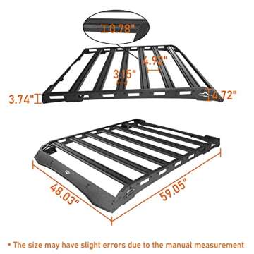 Hooke Road Tacoma Double Cab Top Roof Rack Cargo Carrier for 2005-2023 Toyota Tacoma 2nd 3rd Gen Truck (Double Cab Only)