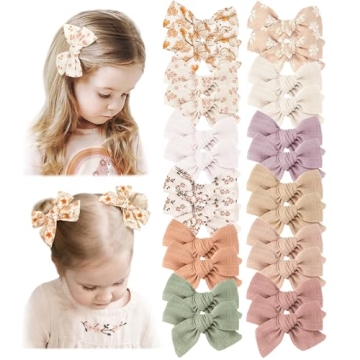 Niceye 24 PACK Baby Girl Hair Clips Set, Hair Bows Barrettes Handmade Accessories Alligator Clip for...