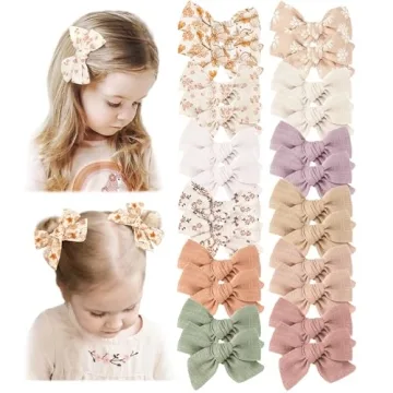 Niceye 24 PACK Baby Girl Hair Clips Set, Hair Bows Barrettes Handmade Accessories Alligator Clip for...