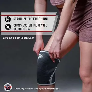 Nordic Lifting Knee Sleeves (1 Pair) Support & Compression for Weightlifting, Powerlifting & Cross Training - 7mm Neoprene Sleeve for The Best Squats - Both Women & Men
