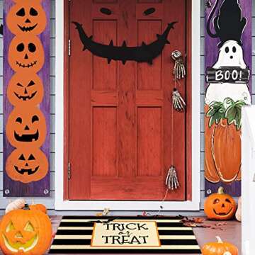 Halloween Door Mat Halloween Welcome Mat Trick Or Treat Decor Doormat Halloween Strip Doormat Hallow...