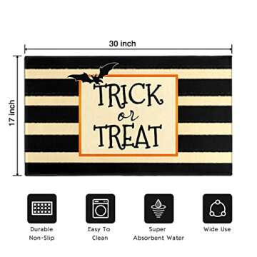 Halloween Door Mat Halloween Welcome Mat Trick Or Treat Decor Doormat Halloween Strip Doormat Halloween Rug Indoor Mat Outdoor 30"x17"