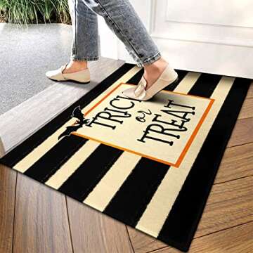 Halloween Door Mat Halloween Welcome Mat Trick Or Treat Decor Doormat Halloween Strip Doormat Halloween Rug Indoor Mat Outdoor 30"x17"