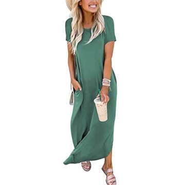 ANRABESS Women's Summer Casual Loose Short Sleeve Long T Shirt Dress Split Maxi Beach Sundress Trave...