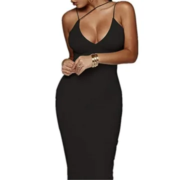 PRIMODA Women's Neon Spaghetti Strap Midi Club Dress