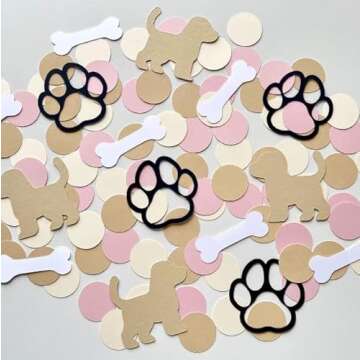 100PCS Dog Paw Print Paper Confetti for Pet Parties