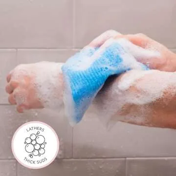 S&T INC. Back Scrubber for Shower, Exfoliating Body Scrubber or Bath Exfoliating Towel for Skin Care, 11.8 Inches x 35.4 Inches, Assorted Pink, 3 Pack