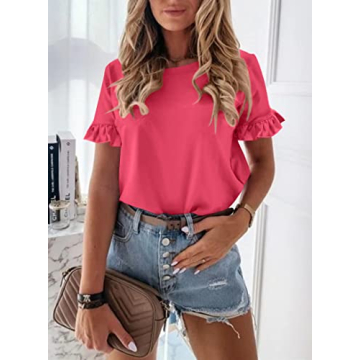 PRETTYGARDEN Women's Ruffle Sleeve Casual Tee