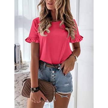 PRETTYGARDEN Women's Ruffle Sleeve Casual Tee