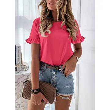 PRETTYGARDEN Women's Ruffle Sleeve Casual Tee