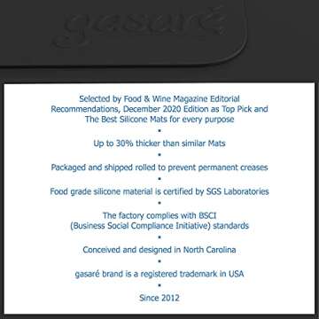 GASARÉ, Set of 2, Extra Large, Thick, Silicone Mats for Kitchen Counter, Heat Resistant Mats, Countertop Protector, Non-Slip, Easy to Clean, 25 x 17 Inches x 1.4mm, Black