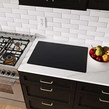 GASARÉ, Set of 2, Extra Large, Thick, Silicone Mats for Kitchen Counter, Heat Resistant Mats, Countertop Protector, Non-Slip, Easy to Clean, 25 x 17 Inches x 1.4mm, Black