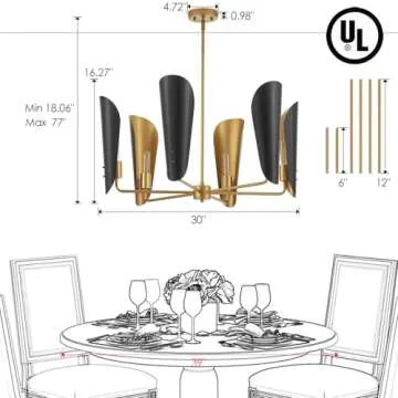 MhyTogn Industrial Chandelier – Vintage Style Pendant Lighting