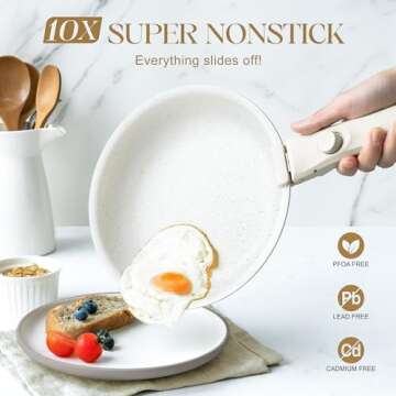 MICHELANGELO Nonstick Frying Pan Set Removable Handle, 8" 9.5" and 11" Frying Pans, Skillets with De...