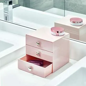 iDesign Plastic 3-Drawer Jewelry Box, Compact Storage Organization Drawers Set for Cosmetics, Dental...