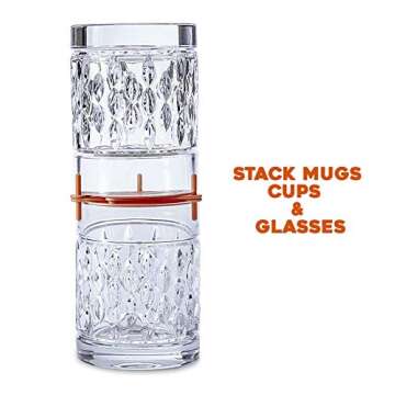 ELYPRO Coffee Mug Organizers and Storage, Kitchen Cabinet Shelf Organizer - Cupboard and Pantry Organization, Expandable Stackable Gadget for Tea Cup and Coffee Mugs, Save Space (Orange)