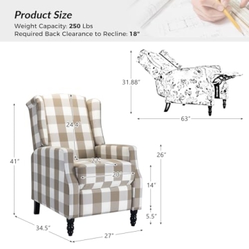 Stylish Upholstered Wingback Recliner Chair for Comfort