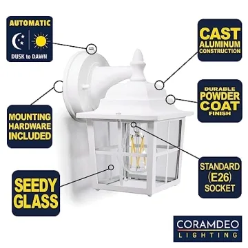 Stylish CORAMDEO French Pane Outdoor Light for Porch