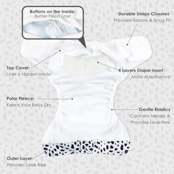 Wegreeco Cloth Diapers 5 Pack with Bamboo Inserts