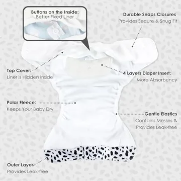 Wegreeco Cloth Diapers 5 Pack with Bamboo Inserts