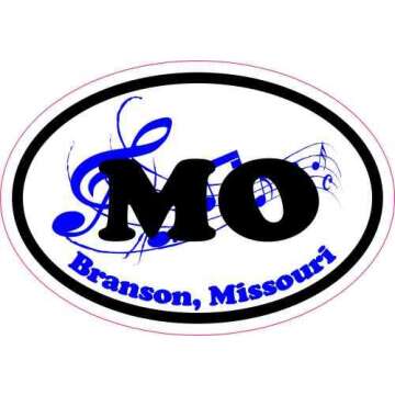 StickerTalk Music Oval Branson Missouri Vinyl Sticker, 3 inches by 2 inches